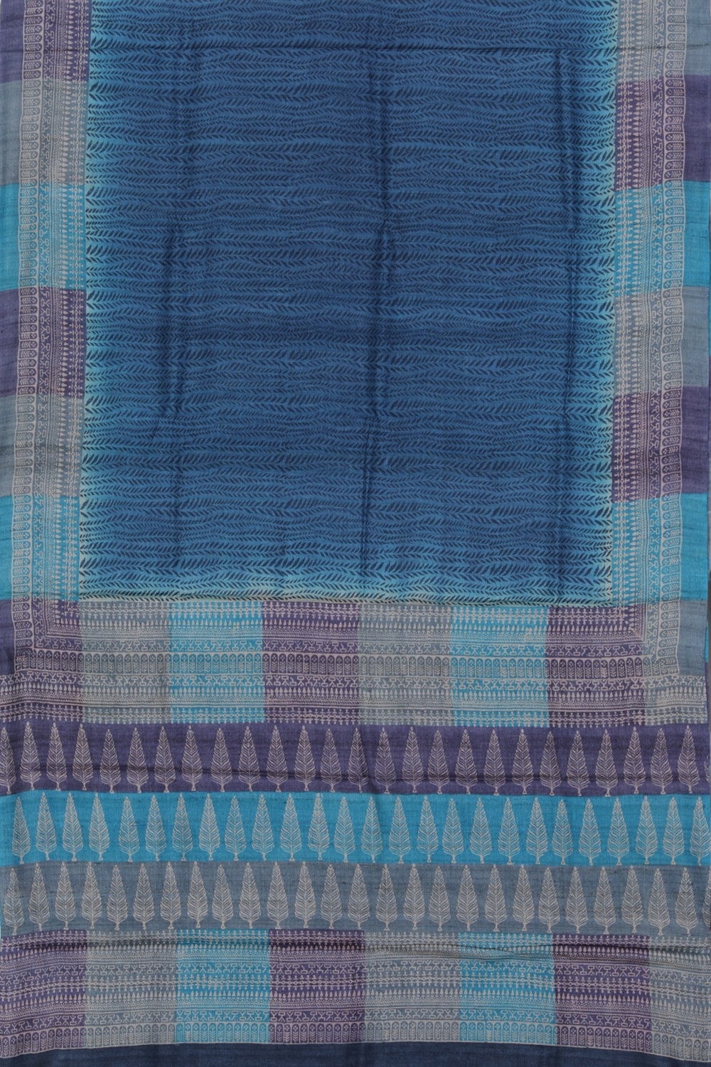 Image of Tussar-Silk Leaf Creeper Print Saree